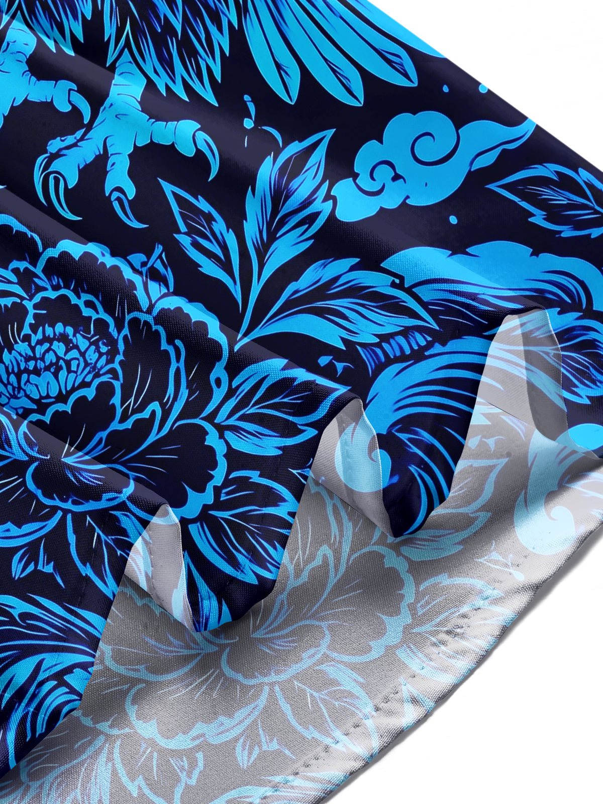 Adaychic Men's Floral Eagle And Floral Pattern Long Sleeve Shirt with Chest Pocket