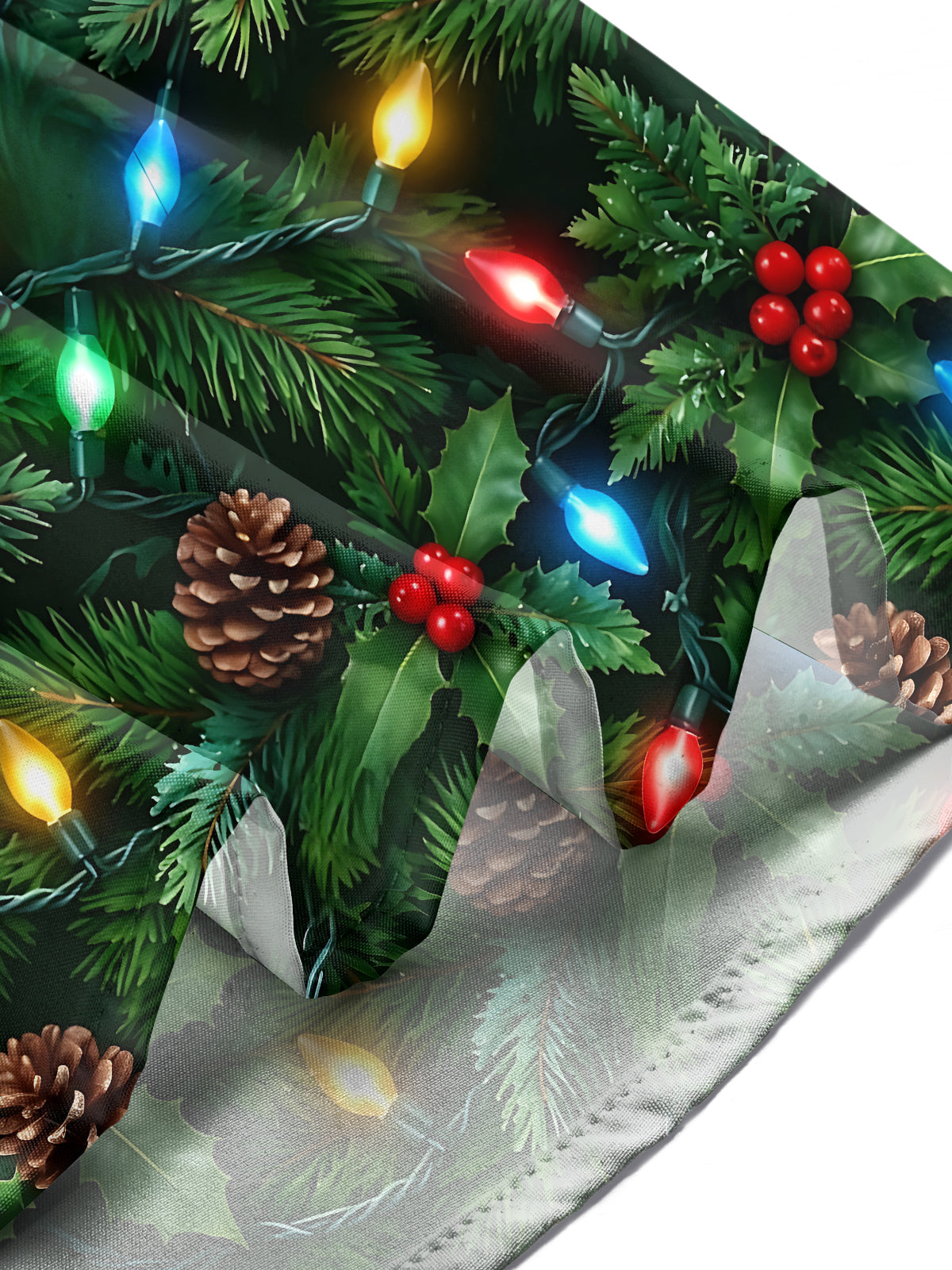 Adaychic Men's Long Sleeve Shirt - Christmas Light Strings With Pinecones And Holly Print with Chest Pocket