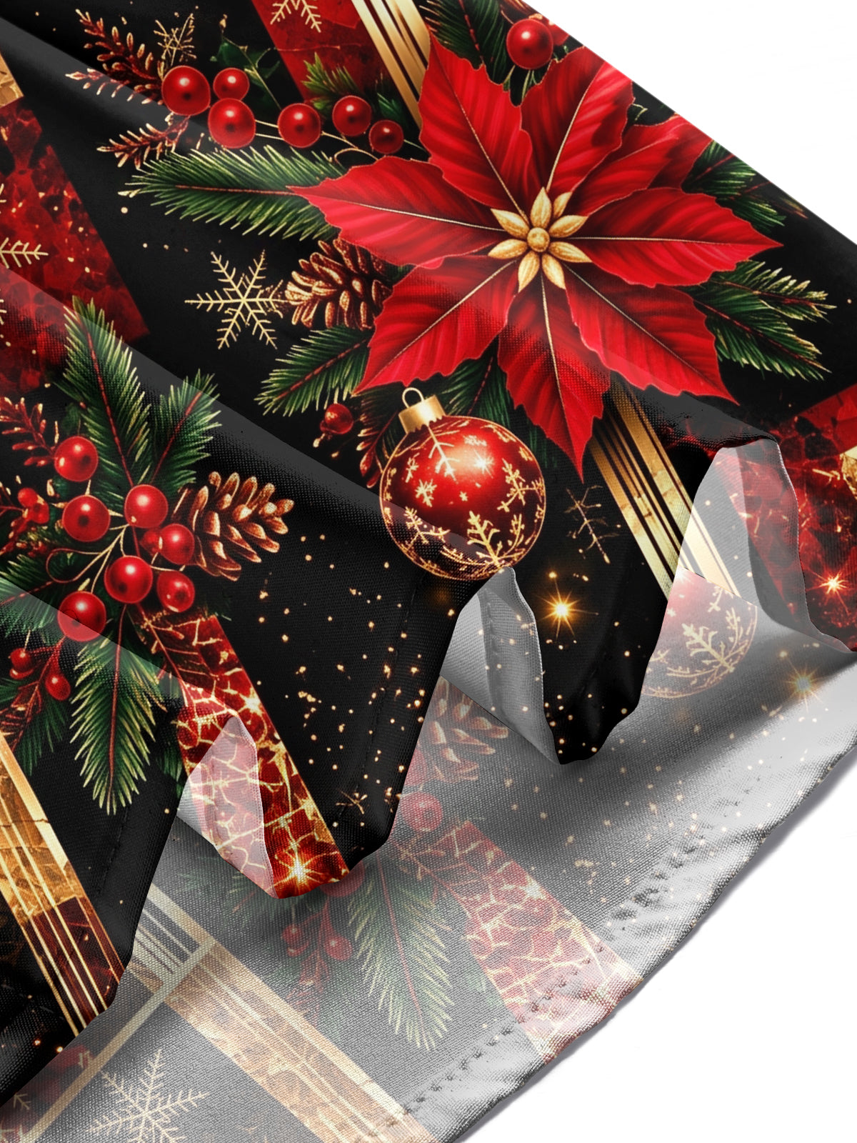 Adaychic Men's Printed Christmas Ornaments Print Long Sleeve Shirt with Chest Pocket