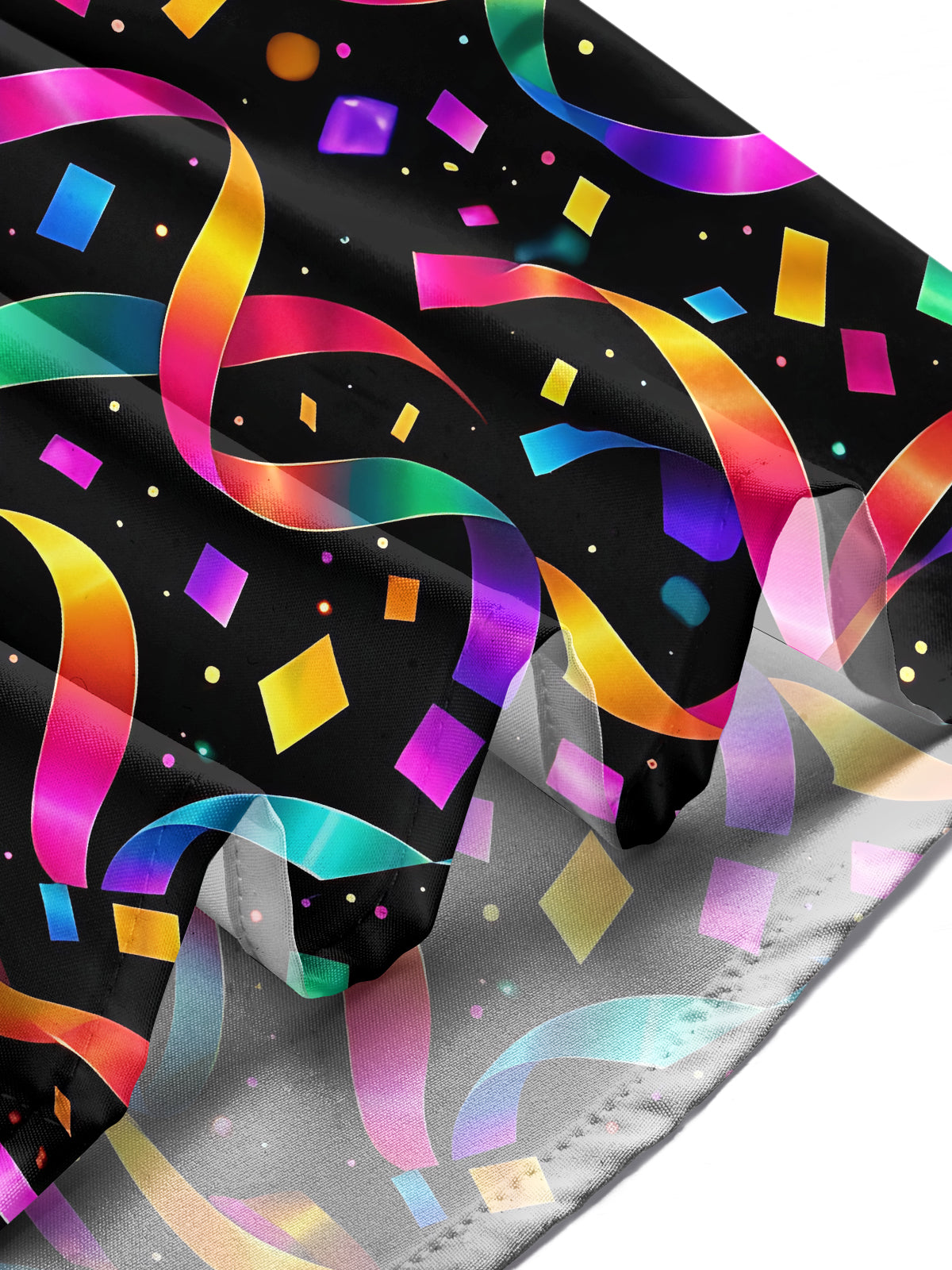 Adaychic Men's Patterned Colorful Ribbons And Confetti Print Long Sleeve Shirt with Chest Pocket