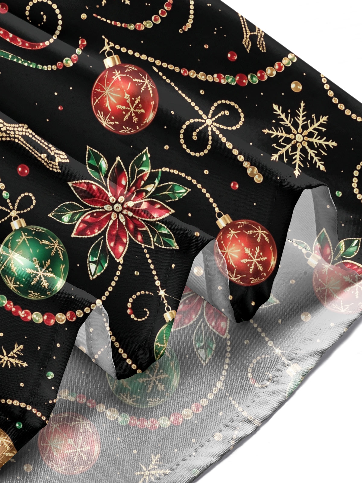 Adaychic Men's Printed Christmas Reindeer And Ornaments Print Long Sleeve Shirt with Chest Pocket