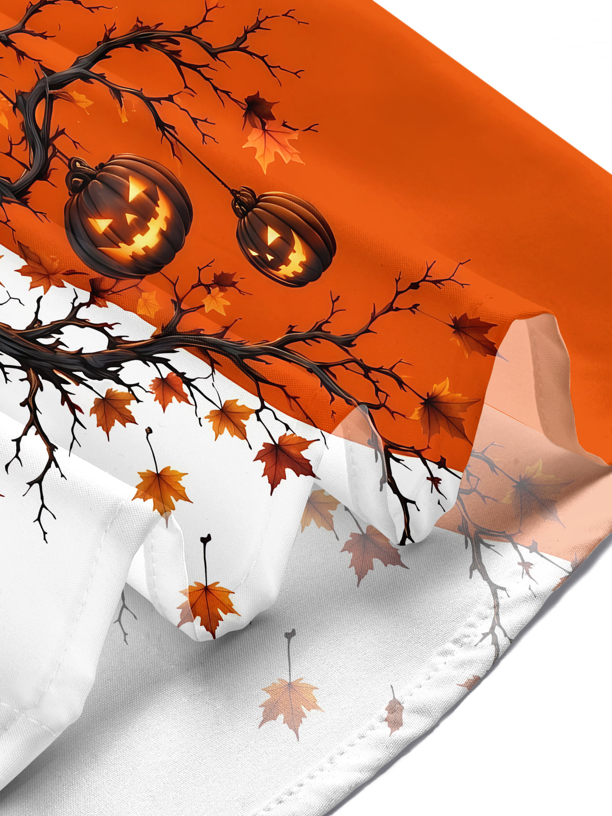 Adaychic Men's Halloween Black Cats And Pumpkins Print Short Sleeve Shirt with Chest Pocket