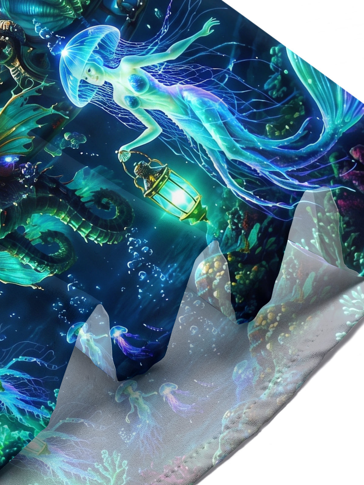Adaychic Men's Christmas Tree Print Marine Life Print Short Sleeve Shirt