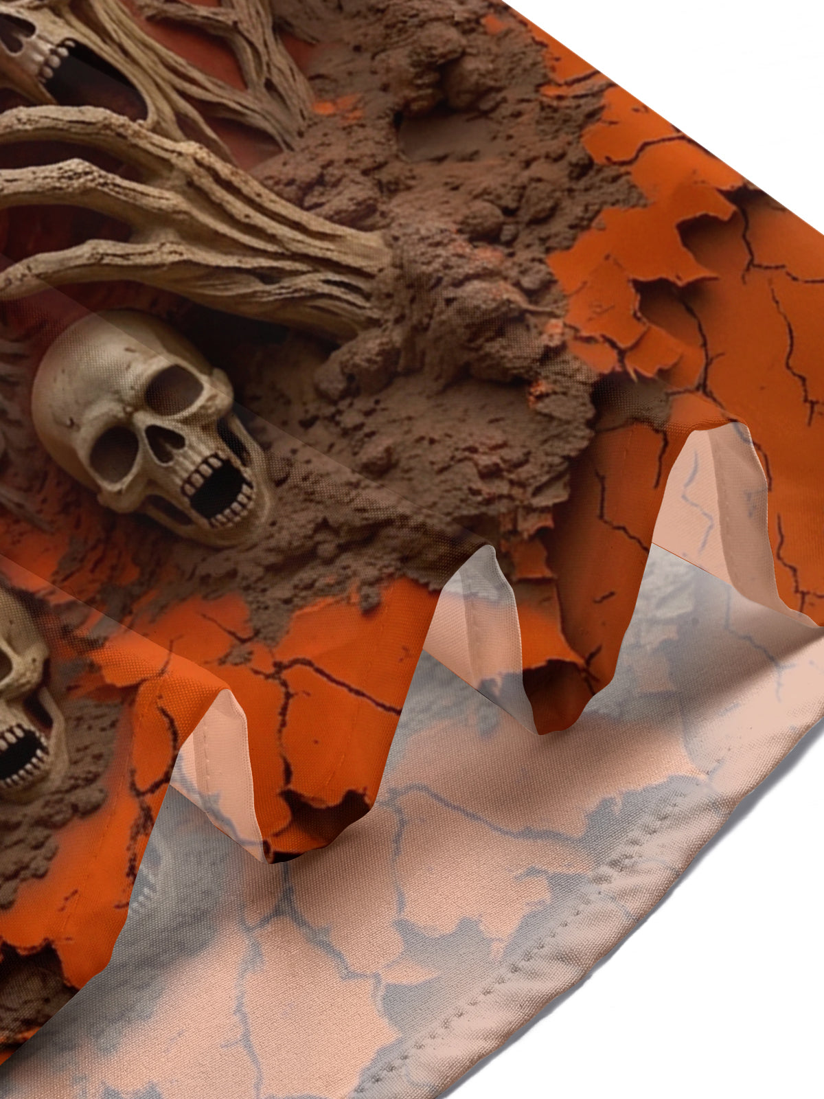 Adaychic Men's Halloween Jack-o-lantern And Skulls Print Short Sleeve Shirt with Chest Pocket