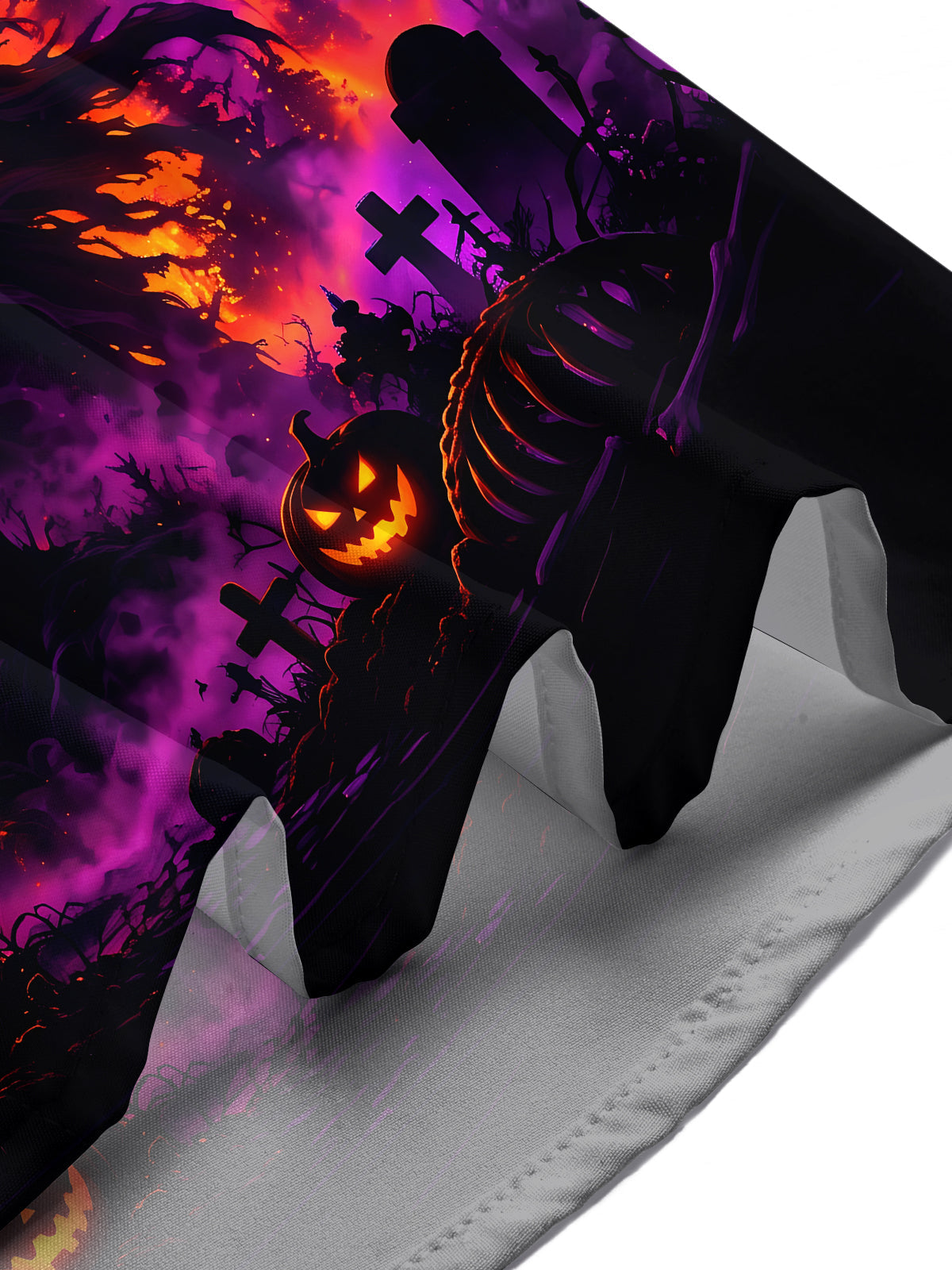 Adaychic Men's Short Sleeve Shirt - Halloween Grim Reaper And Jack-o-lanterns In A Graveyard Print with Chest Pocket