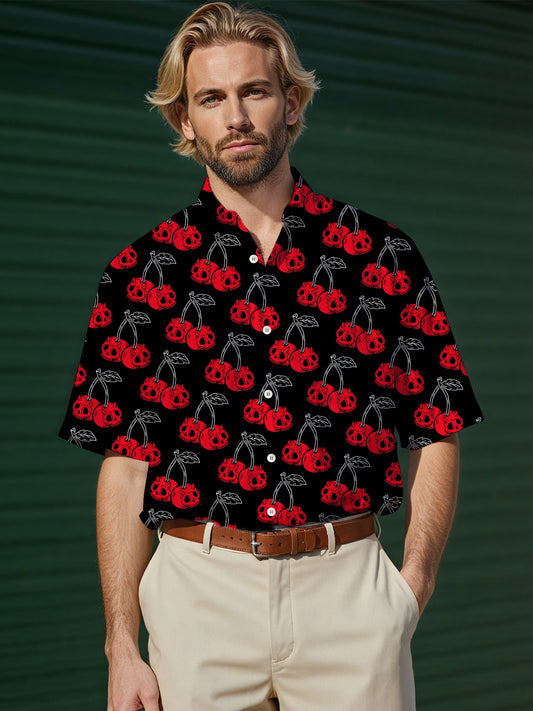 Cherry Skull Men's Pocket Short Sleeve Shirts
