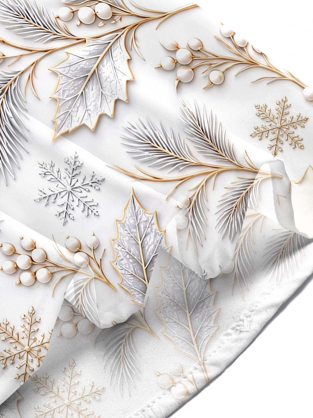 Adaychic Men's Winter Snowflakes And Winter Leaves Print Short Sleeve Shirt with Chest Pocket