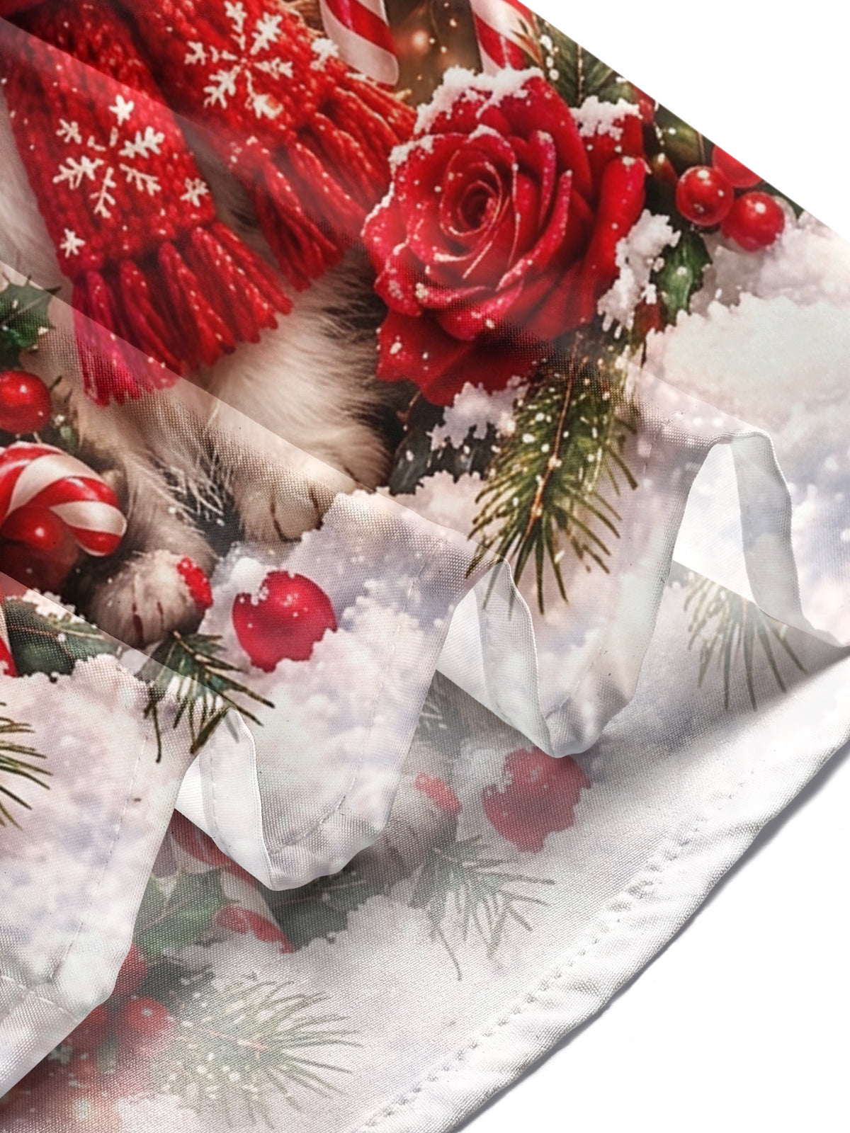 Adaychic Men's Christmas Cat With Top Hat And Scarf Print Long Sleeve Shirt with Chest Pocket