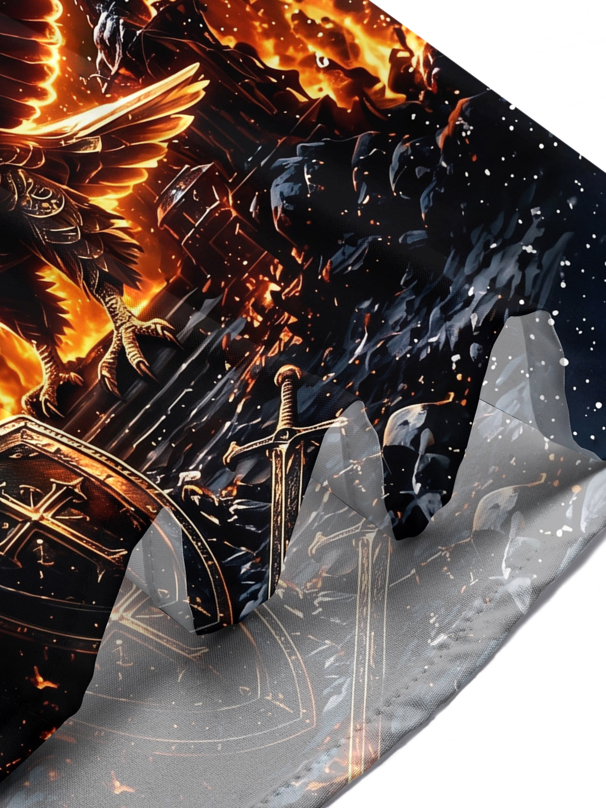 Adaychic Men's Graphic Eagle Print Gothic Cathedral Print Short Sleeve Shirt with Chest Pocket