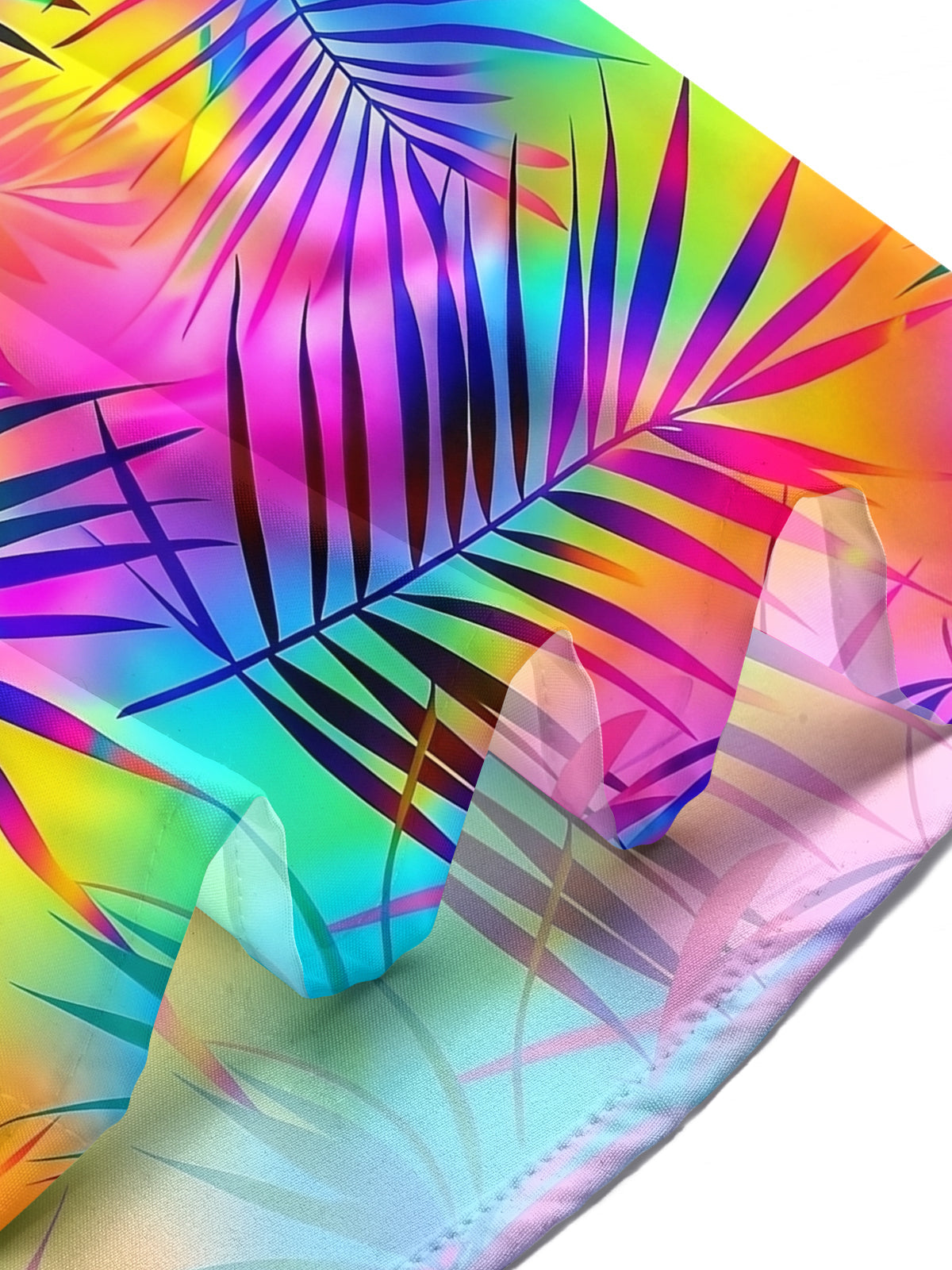 Adaychic Rainbow Tropical Palm Print Matching Couple Short Sleeve Button Down Shirts
