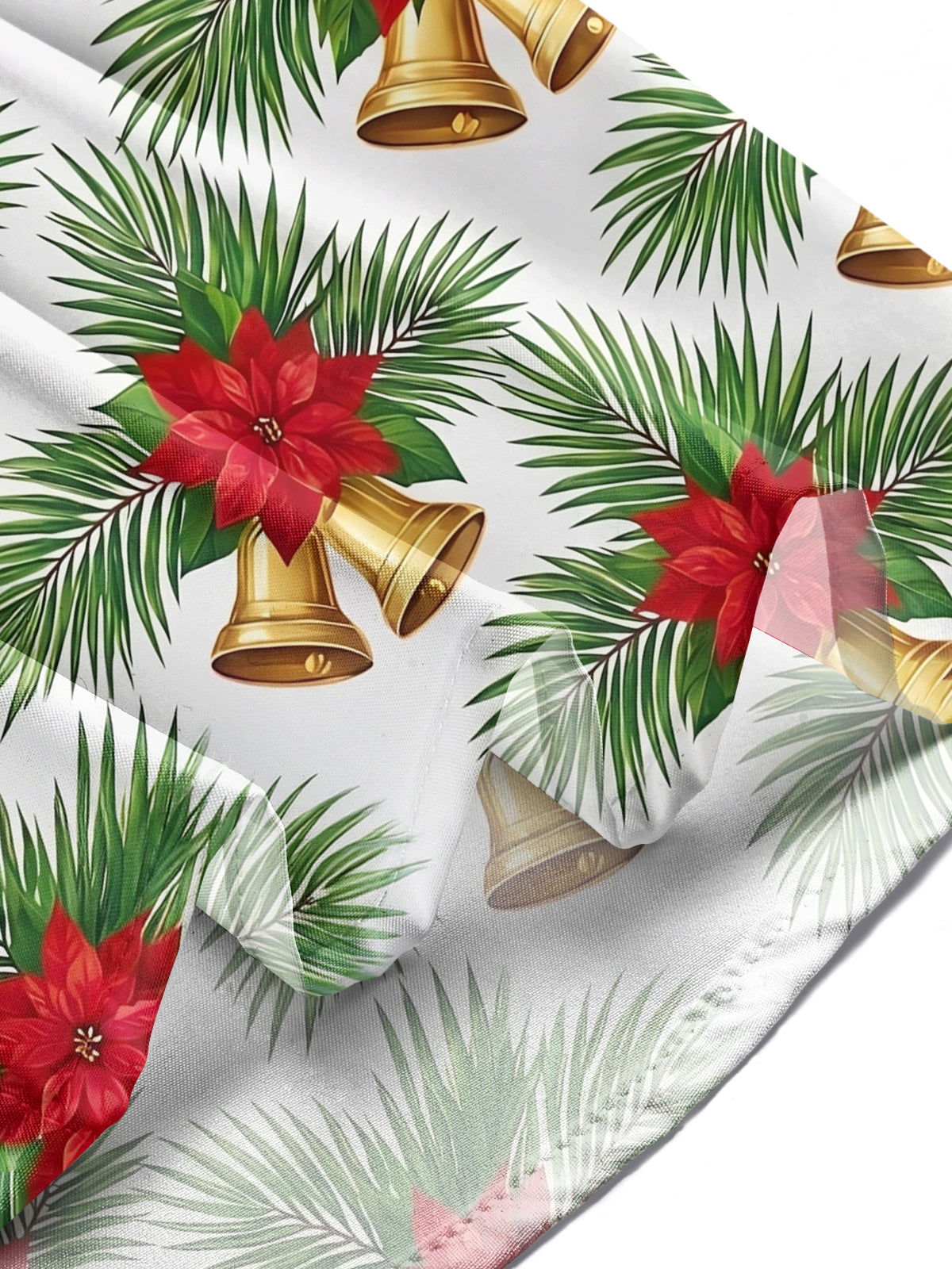 Adaychic Men's Hawaiian Christmas Poinsettia And Bells Print Long Sleeve Shirt