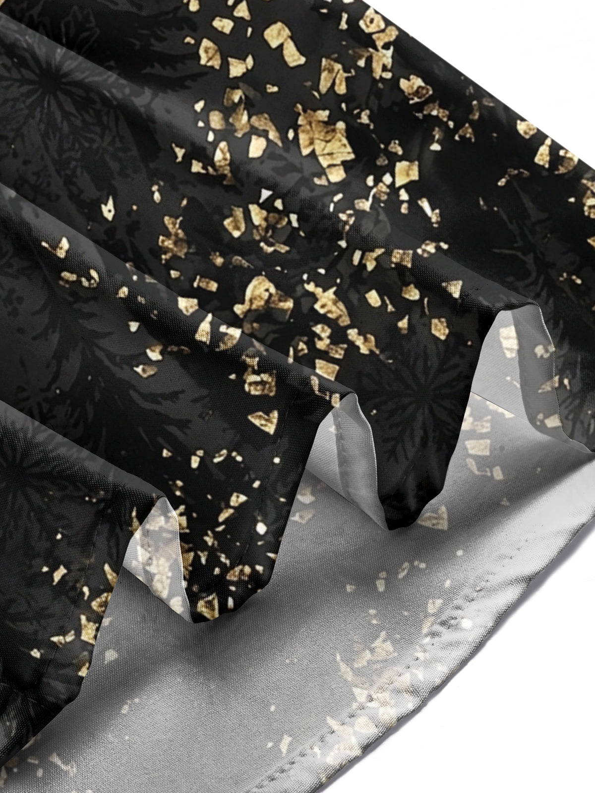 Adaychic Men's Printed Gold Snowflake And Gold Flake Pattern Long Sleeve Shirt with Chest Pocket
