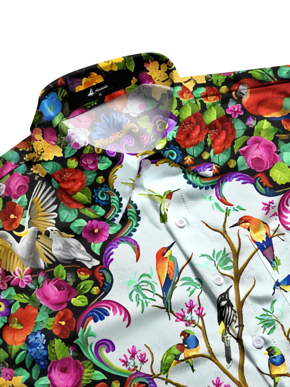 Floral Bird Men's Pocket Short Sleeve Shirts