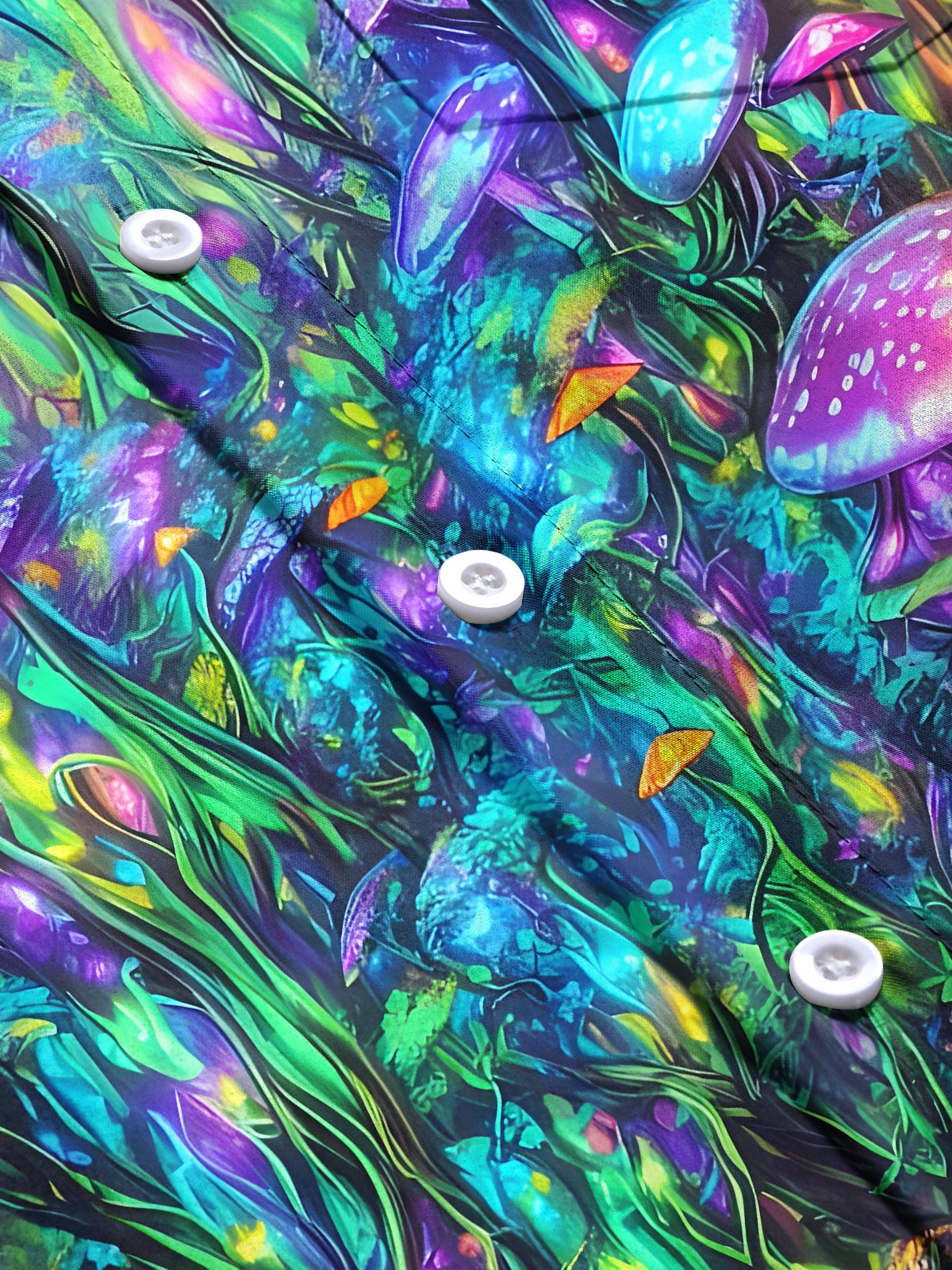 Mushroom Forest Men's Pocket Short Sleeve Shirts