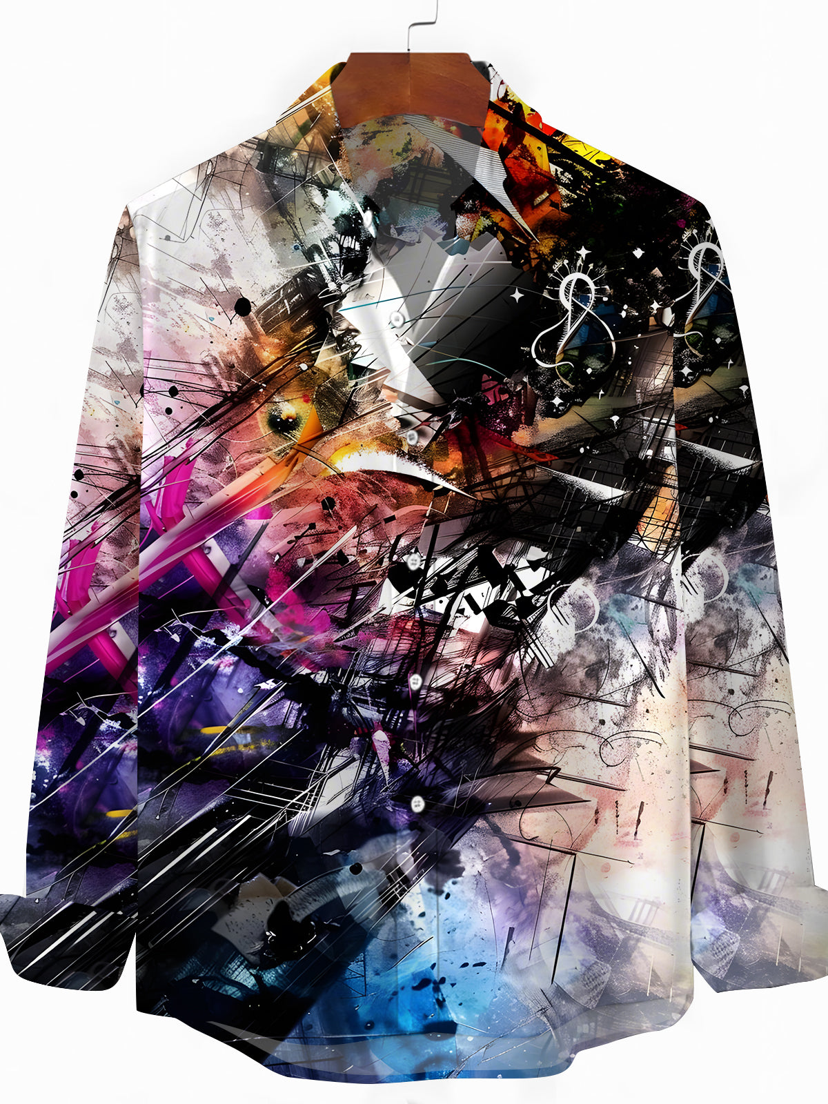 Abstract Print Men's Pocket Long Sleeve Shirts