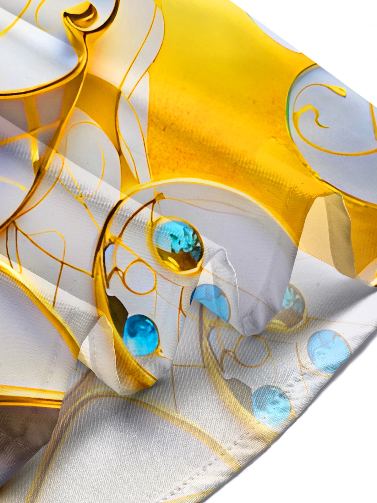 Adaychic Men's Graphic 3D Abstract Gold Swirl Print Short Sleeve Button Down Shirt with Chest Pocket