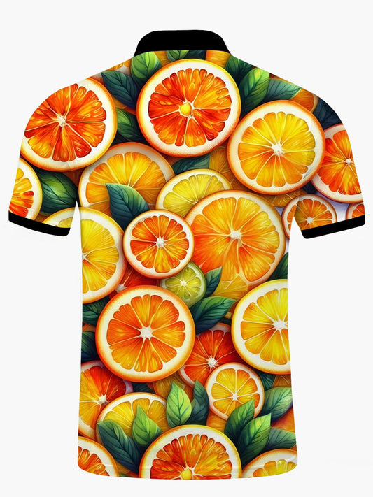 Lemon Men's Short Sleeve Button Polo Shirt