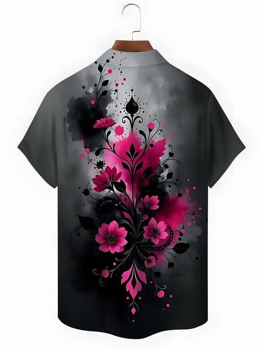 FloralPrint Men's Pocket Short Sleeve Shirts