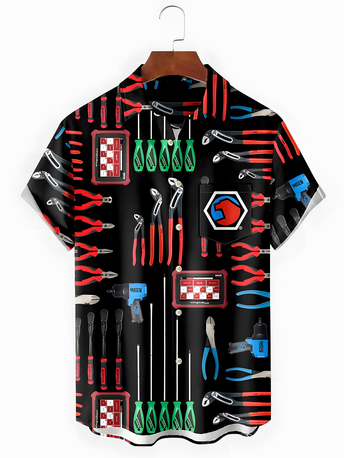 Tools Screwdriver Men's Pocket Short Sleeve Shirts