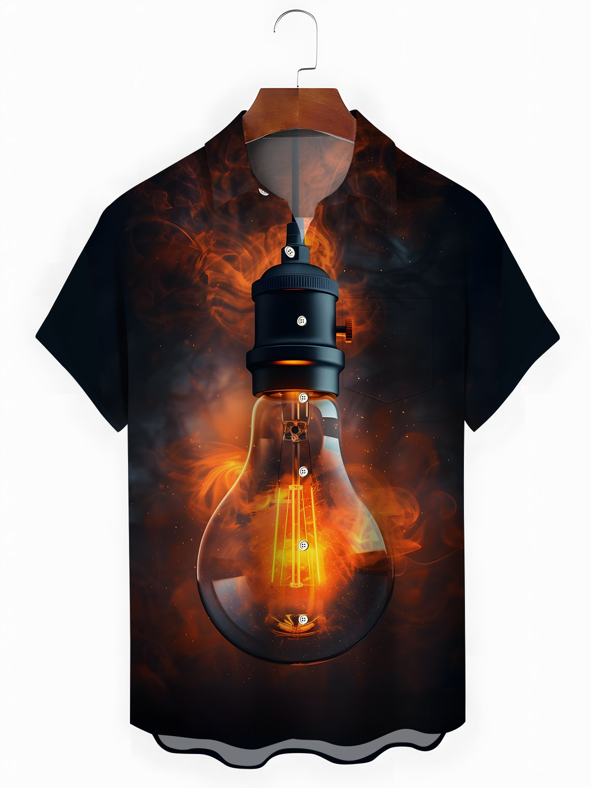 Lightbulb Print Men's Pocket Short Sleeve Shirts