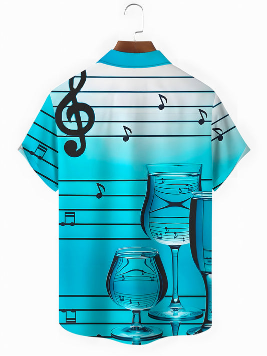 Musical Note Men's Pocket Short Sleeve Shirts