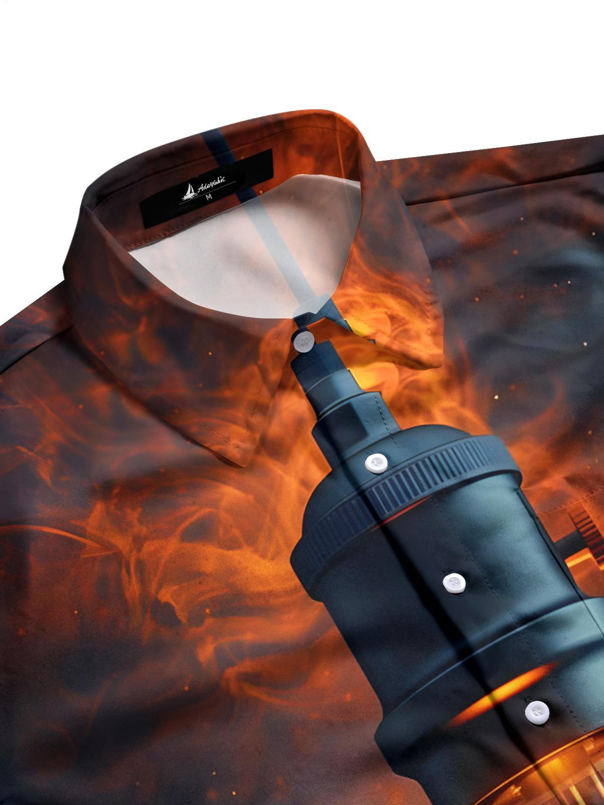 Lightbulb Print Men's Pocket Short Sleeve Shirts