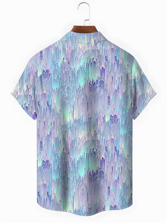 Gradient Print Men's Pocket Short Sleeve Shirts