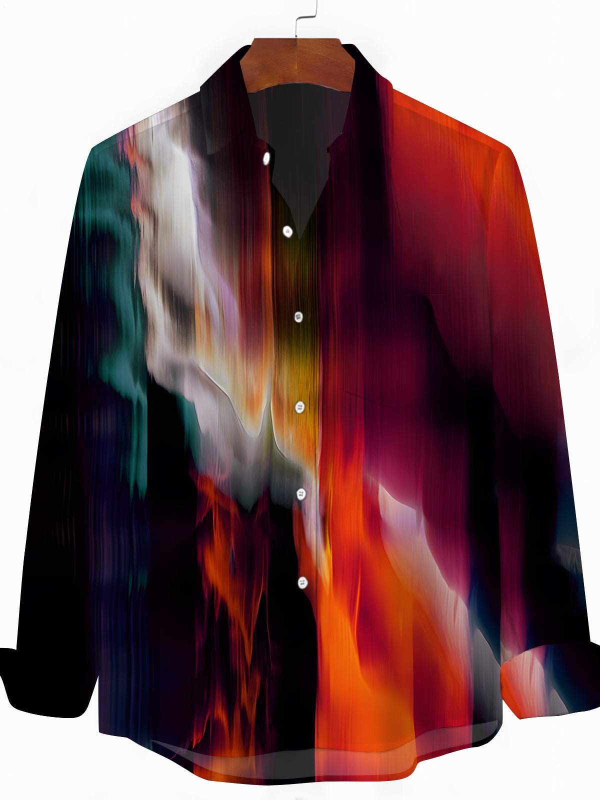 Gradient Print Men's Pocket Long Sleeve Shirts