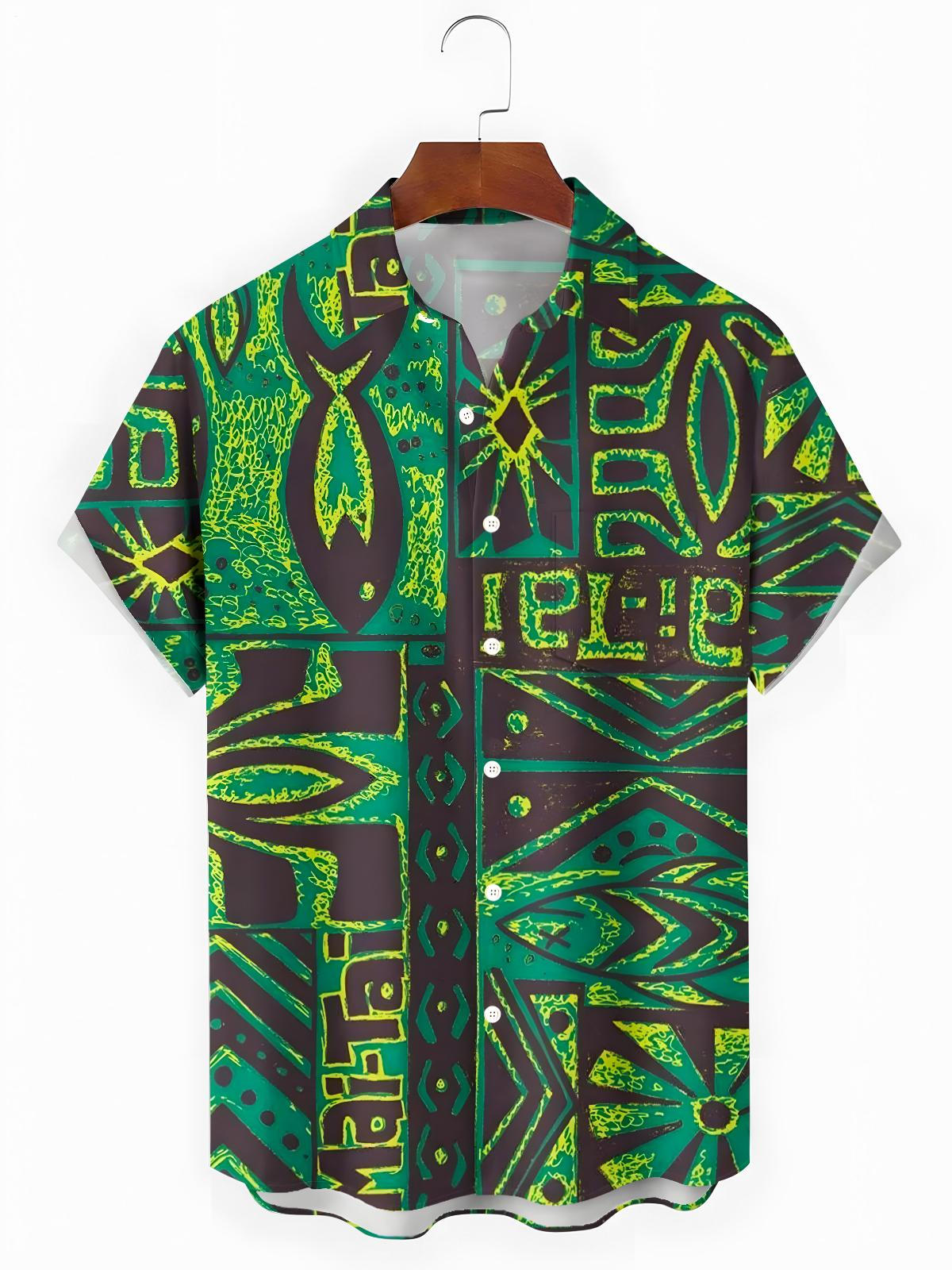 Geometry Fish Men's Pocket Short Sleeve Shirts