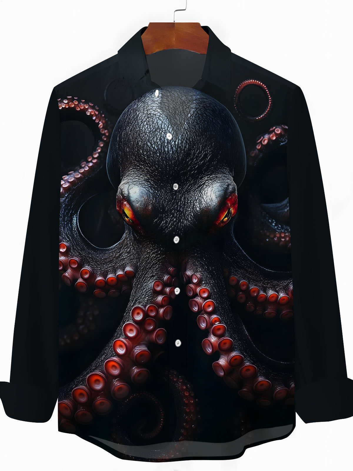 Octopus Print Men's Pocket Long Sleeve Shirts