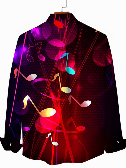 Musical Note Men's Pocket Long Sleeve Shirts