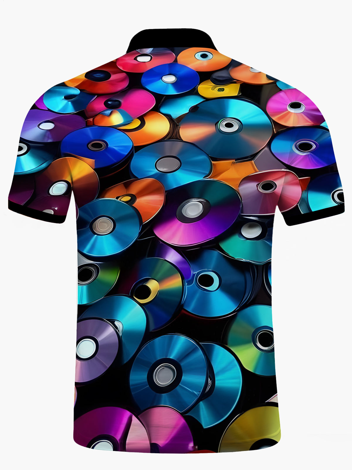 CD Print Men's Short Sleeve Button Polo Shirt