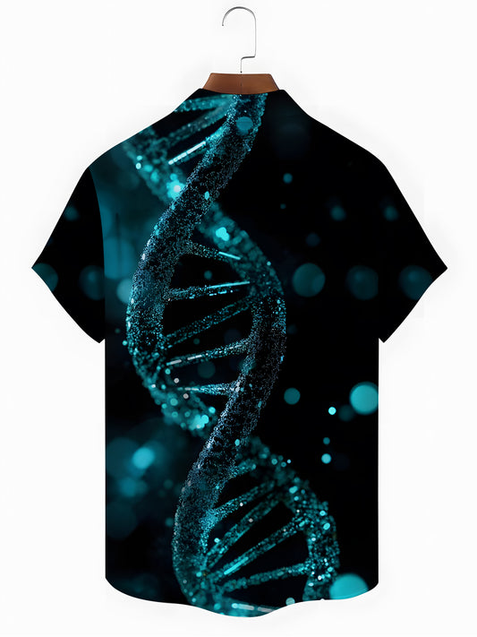 DNA Art Print Men's Pocket Short Sleeve Shirts