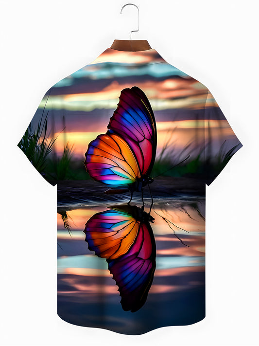 Butterfly Men's Pocket Short Sleeve Shirts