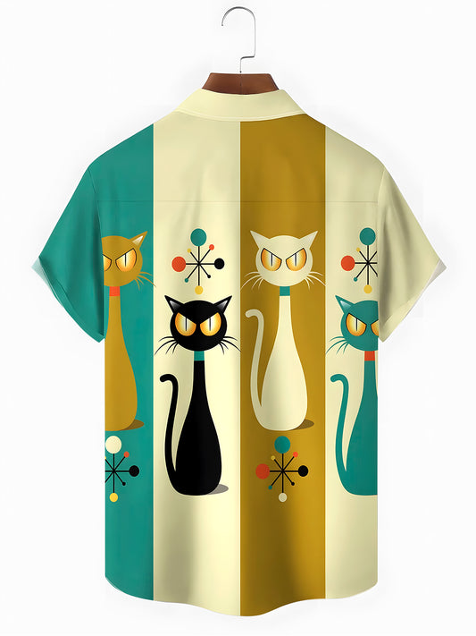 Cat Men's Pocket Short Sleeve Shirts