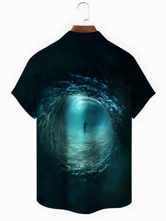 Undersea Print Men's Pocket Short Sleeve Shirts