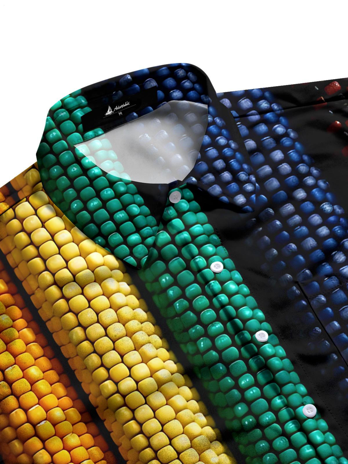 Corn Print Men's Pocket Short Sleeve Shirts
