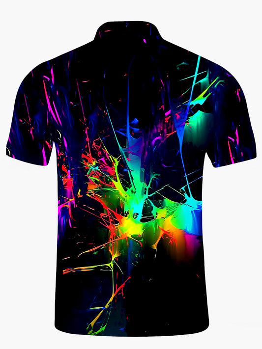 Tie Dye Men's Short Sleeve Button Polo Shirt