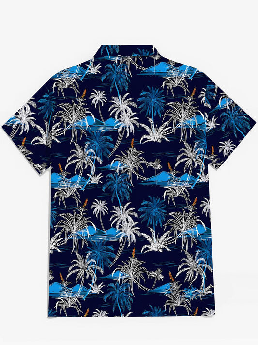 Hawaiian Coconut Tree Men's Pocket Short Sleeve Shirts