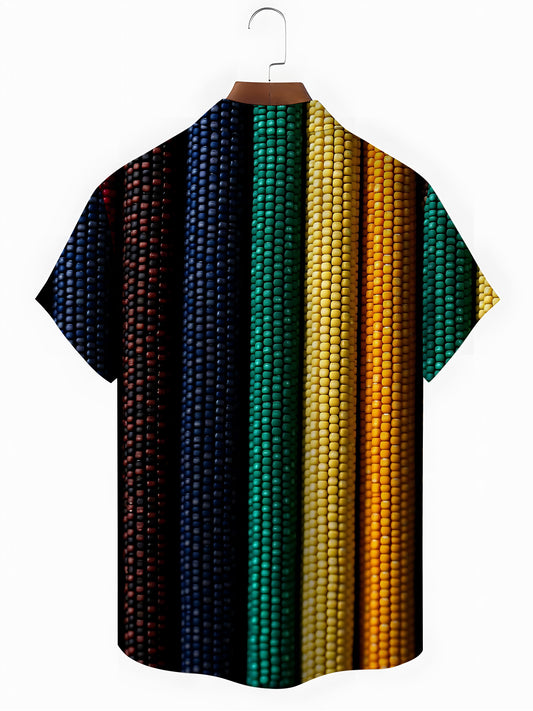 Corn Print Men's Pocket Short Sleeve Shirts