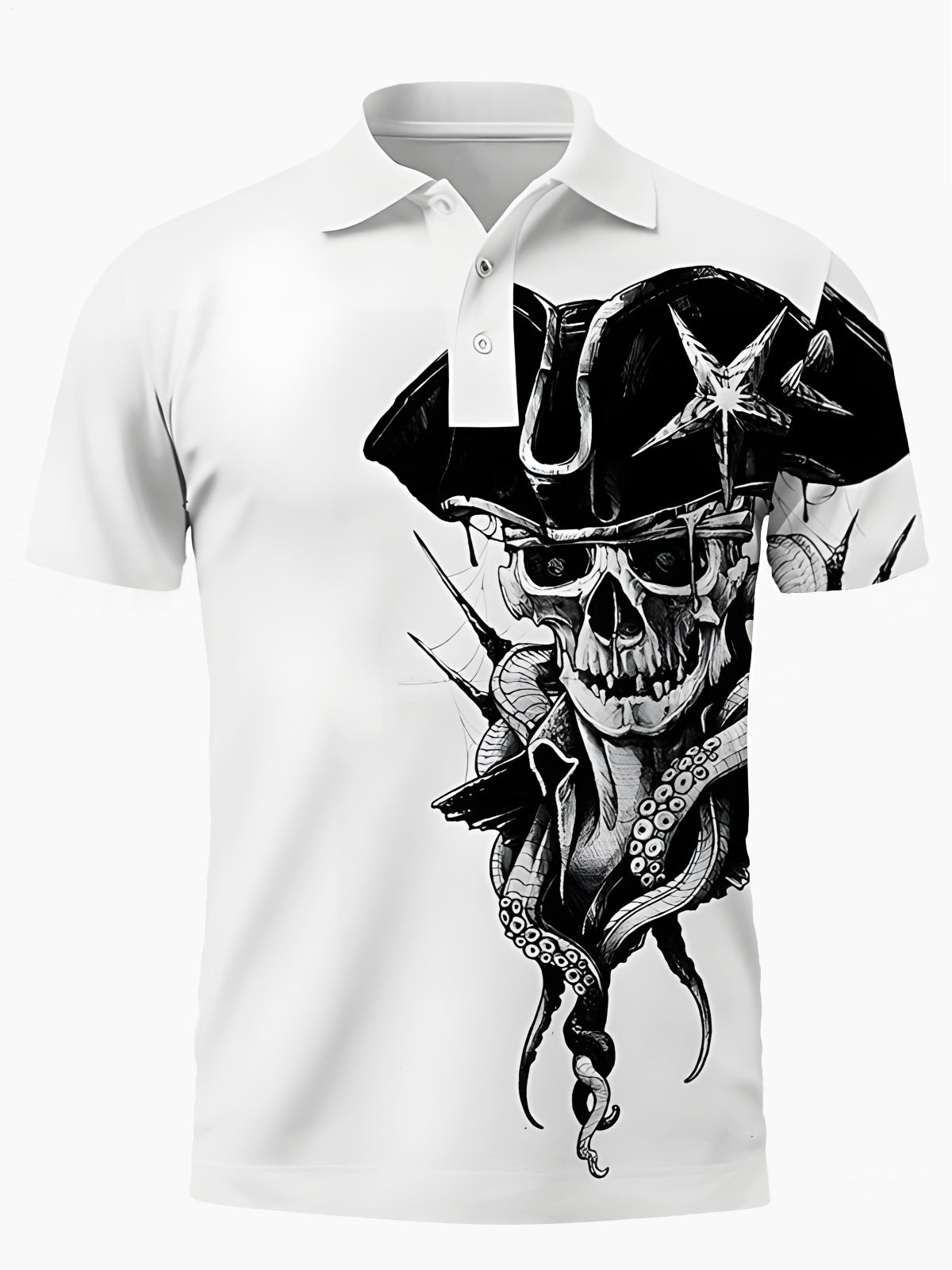 Skull Men's Short Sleeve Button Polo Shirt