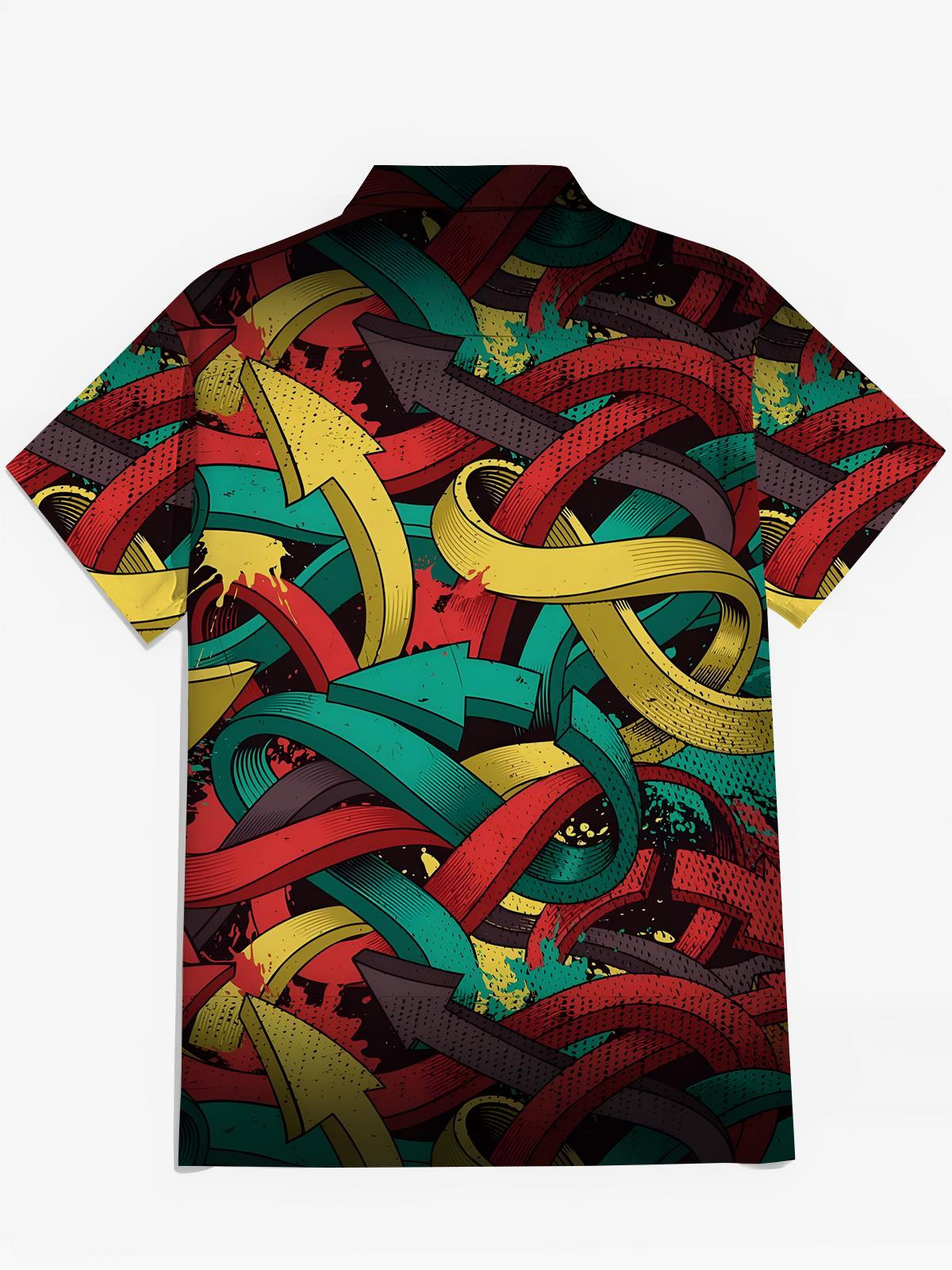 Arrow Print Men's Pocket Short Sleeve Shirts