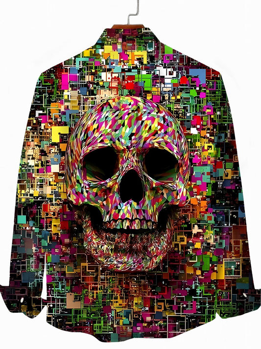 Skull Men's Pocket Long Sleeve Shirts