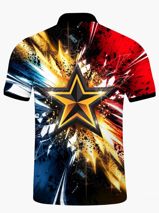 Star Men's Short Sleeve Button Polo Shirt