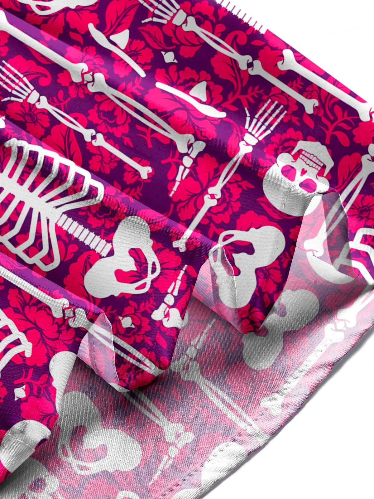 Skull Floral Men's Pocket Short Sleeve Shirts
