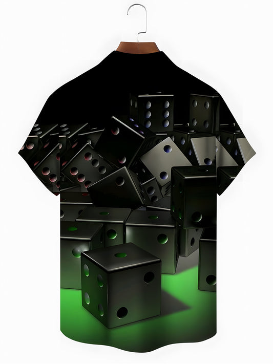 Dice Print Men's Pocket Short Sleeve Shirts