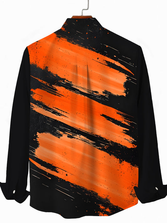 Gradient Print Men's Pocket Long Sleeve Shirts