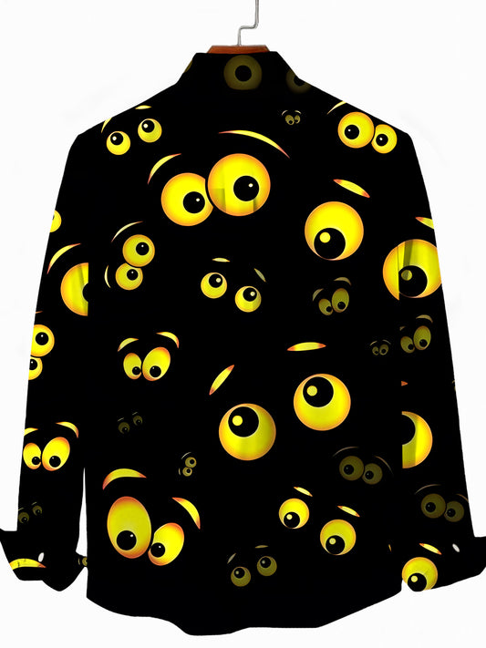 Funny Eyes Men's Pocket Long Sleeve Shirts