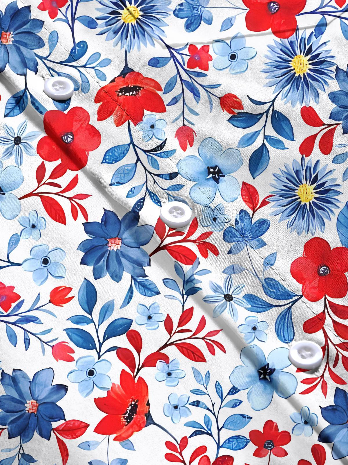 Hawaiian Floral Men's Pocket Short Sleeve Shirts