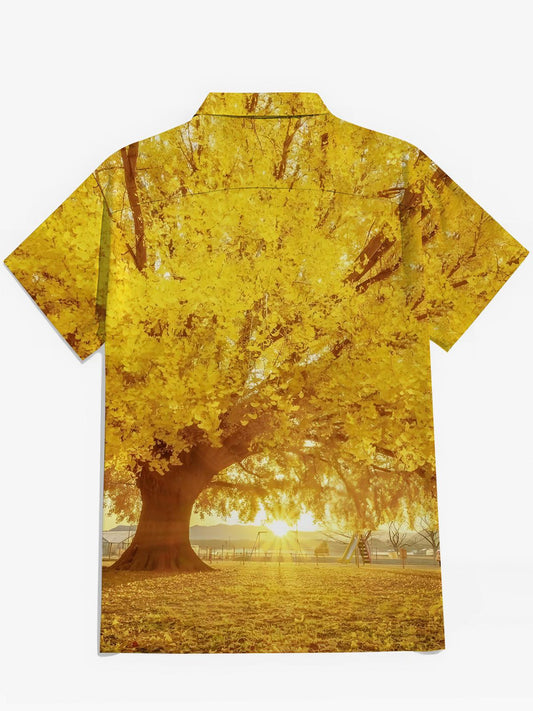 Tree Print Men's Pocket Short Sleeve Shirts
